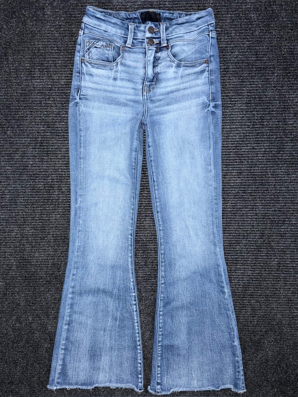 Buckle Black Fit No 35 High Rise Flare Stretch Jeans Sz 26 x 30 SHORT BBW1365S